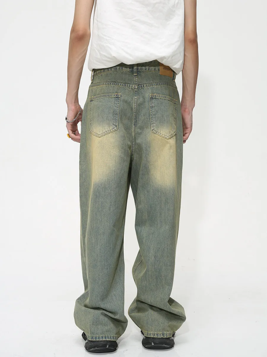 BROWN WASHED LOOSE JEANS