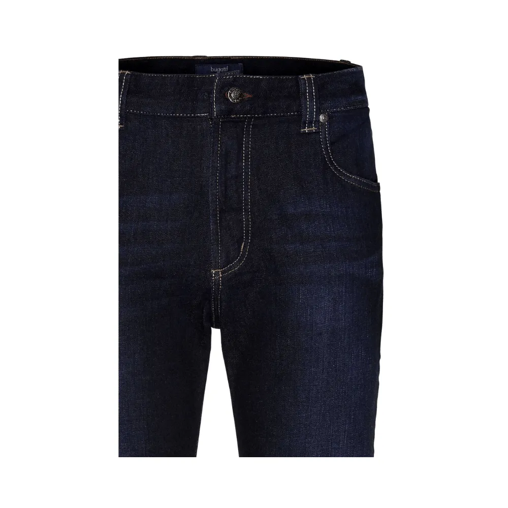 Bugatti Mens Regular Fit Jeans In Dark Blue With Comfort Stretch