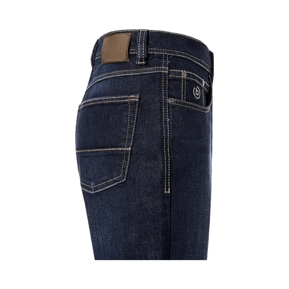 Bugatti Mens Regular Fit Jeans In Dark Blue With Comfort Stretch