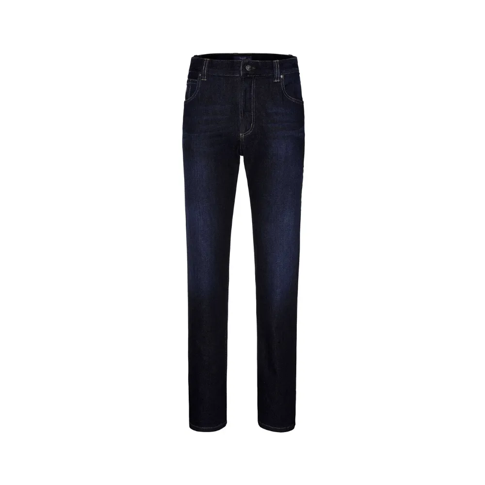 Bugatti Mens Regular Fit Jeans In Dark Blue With Comfort Stretch