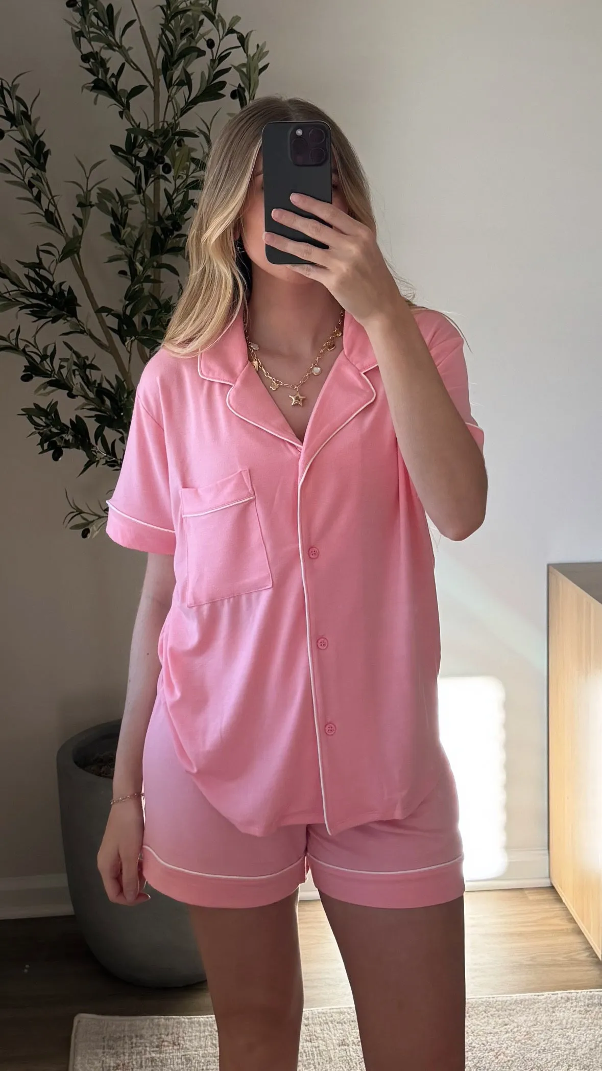 Butter Pajama Shorts Set / Light Pink