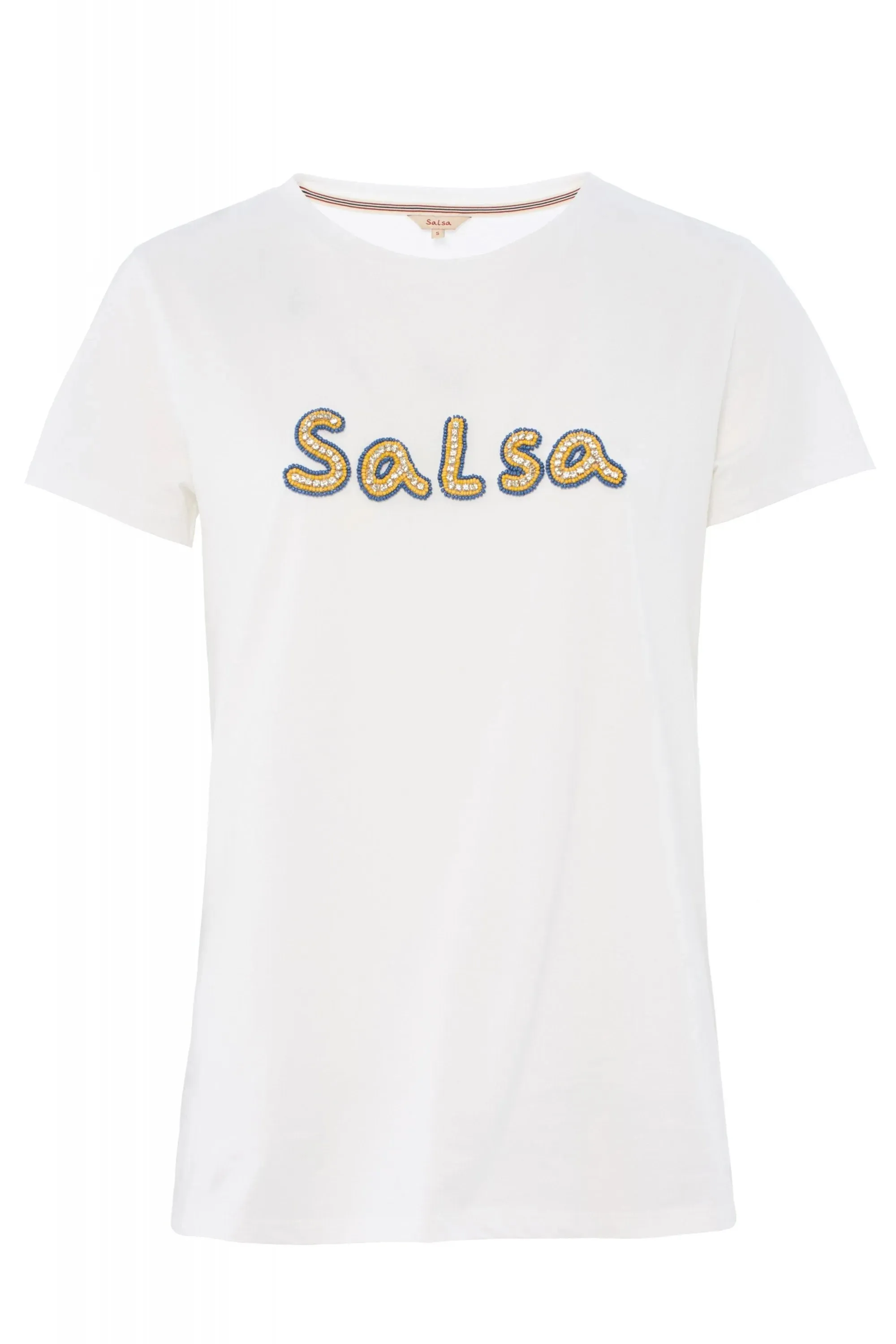 CAMISETA LOGO SALSA DE ALGODÓN CON ABALORIOS