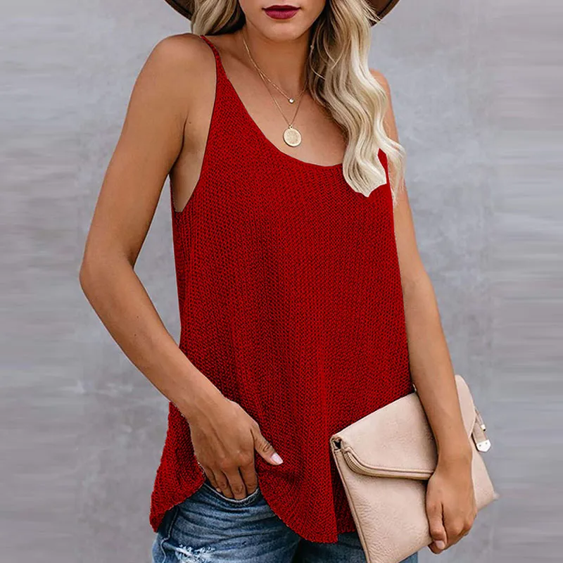 Carefree Vibes Knit Sleeveless Scoop Neck Tank Top