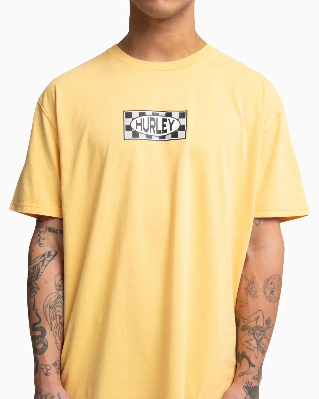 Check Tee- Ochre