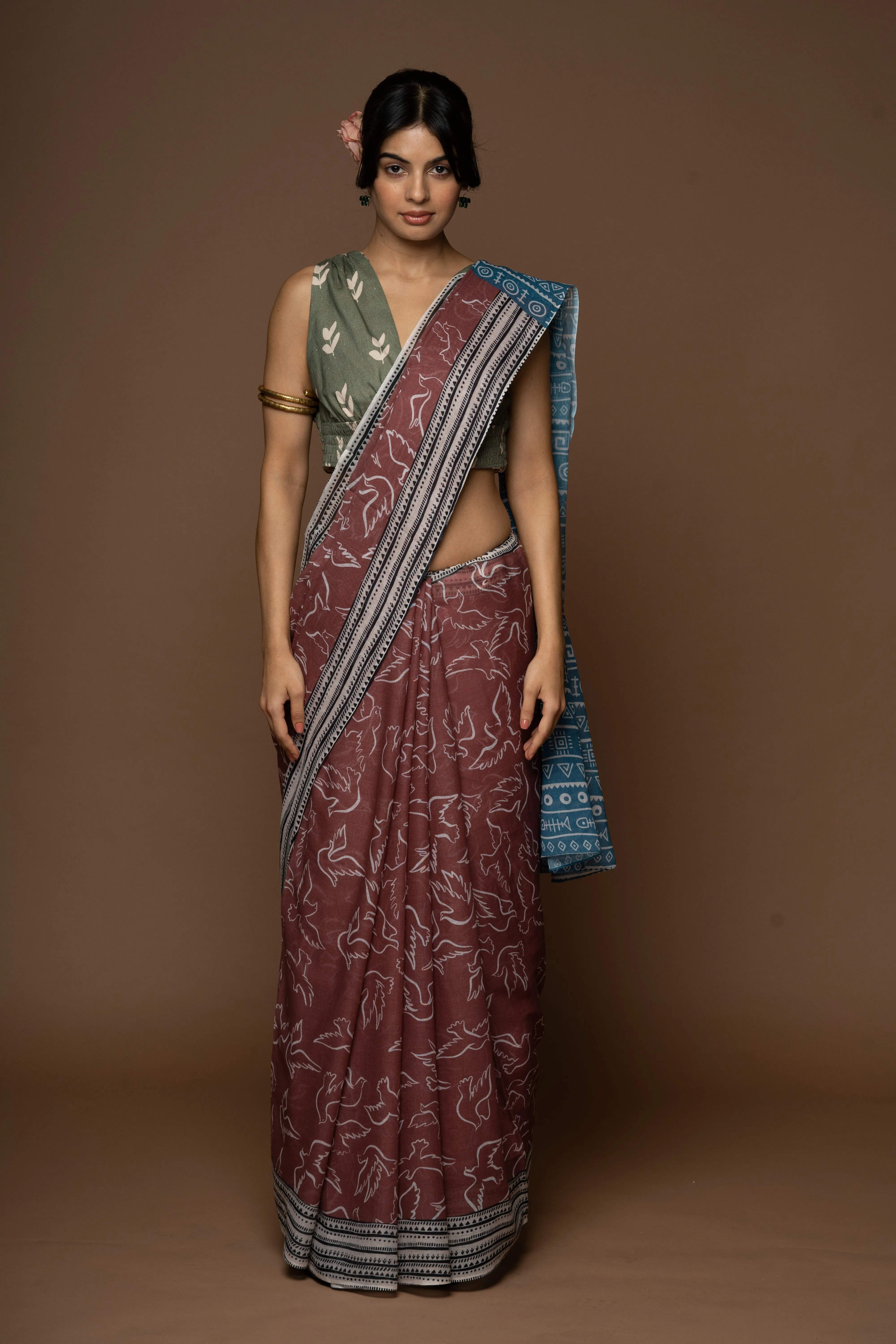 Chirping Charm Cotton Sari