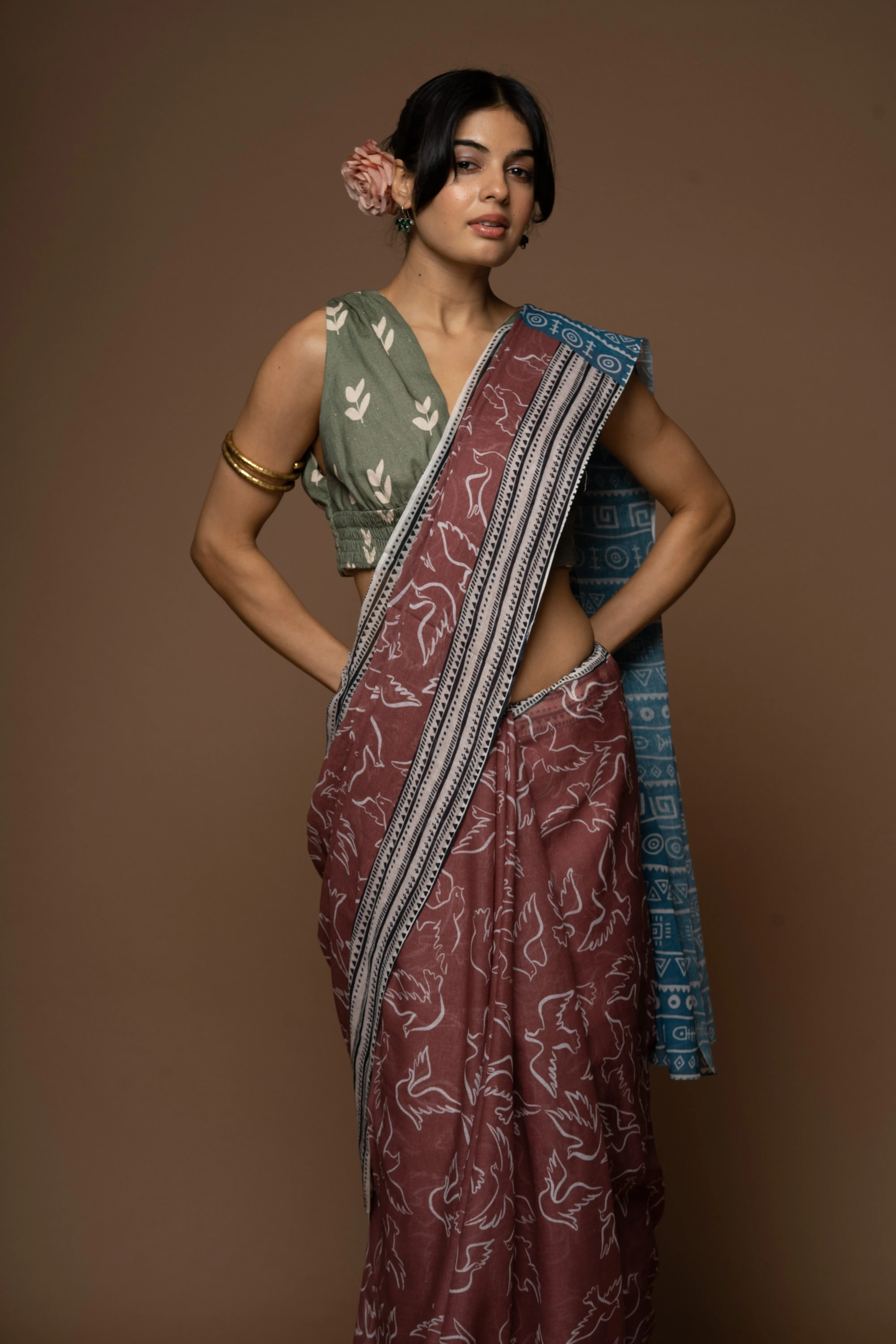 Chirping Charm Cotton Sari