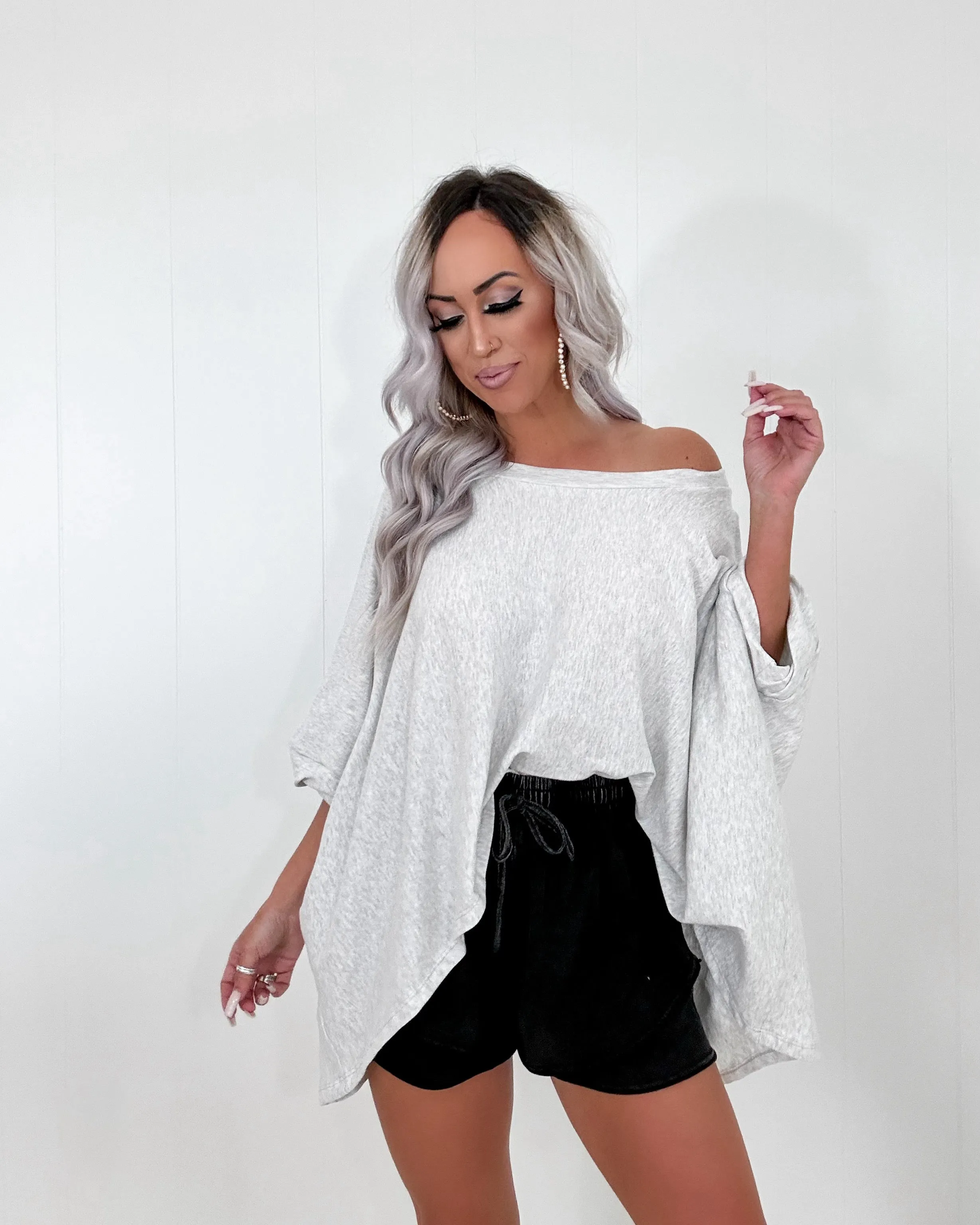 Cotton Cutie Semi Crop Top - Heather Grey