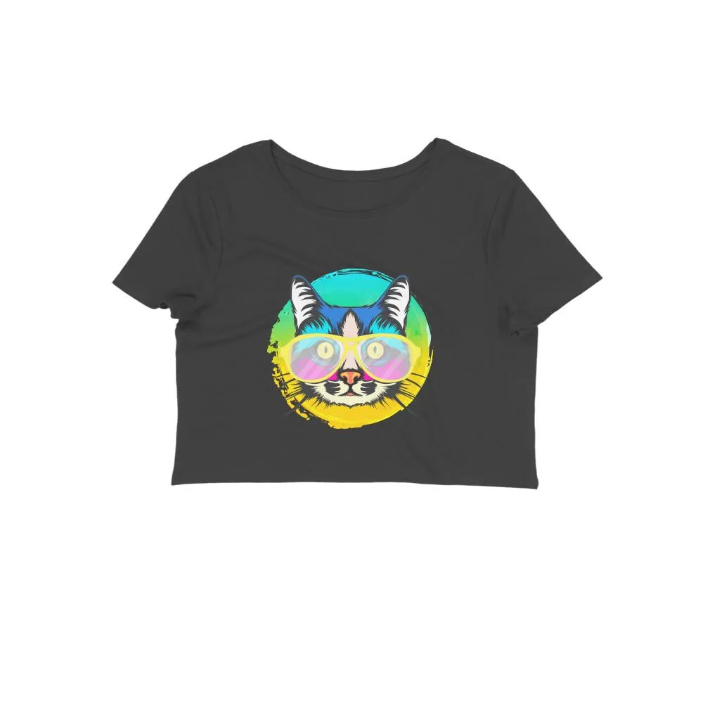 Crop Top (Women) - Cat With Glasses (12 Colours)