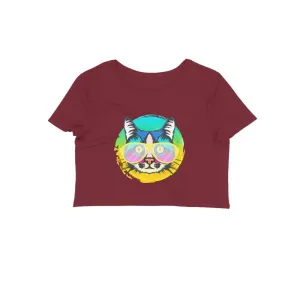 Crop Top (Women) - Cat With Glasses (12 Colours)