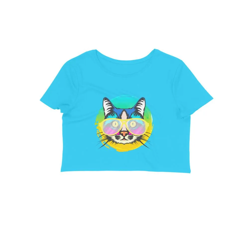 Crop Top (Women) - Cat With Glasses (12 Colours)