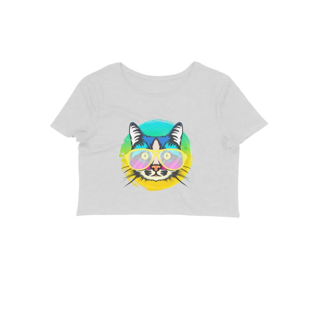 Crop Top (Women) - Cat With Glasses (12 Colours)
