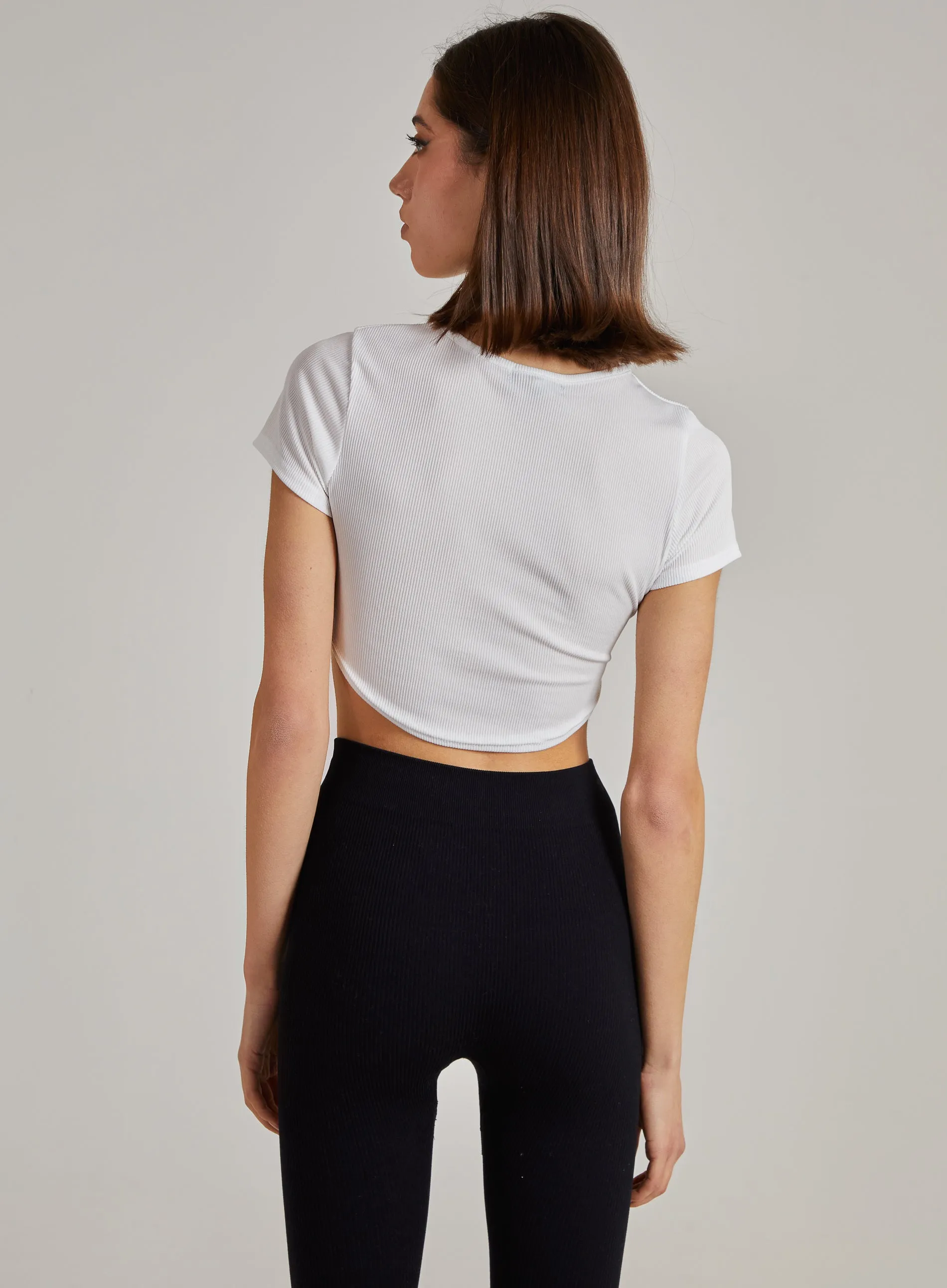 Cropped Ribbed Band Tee