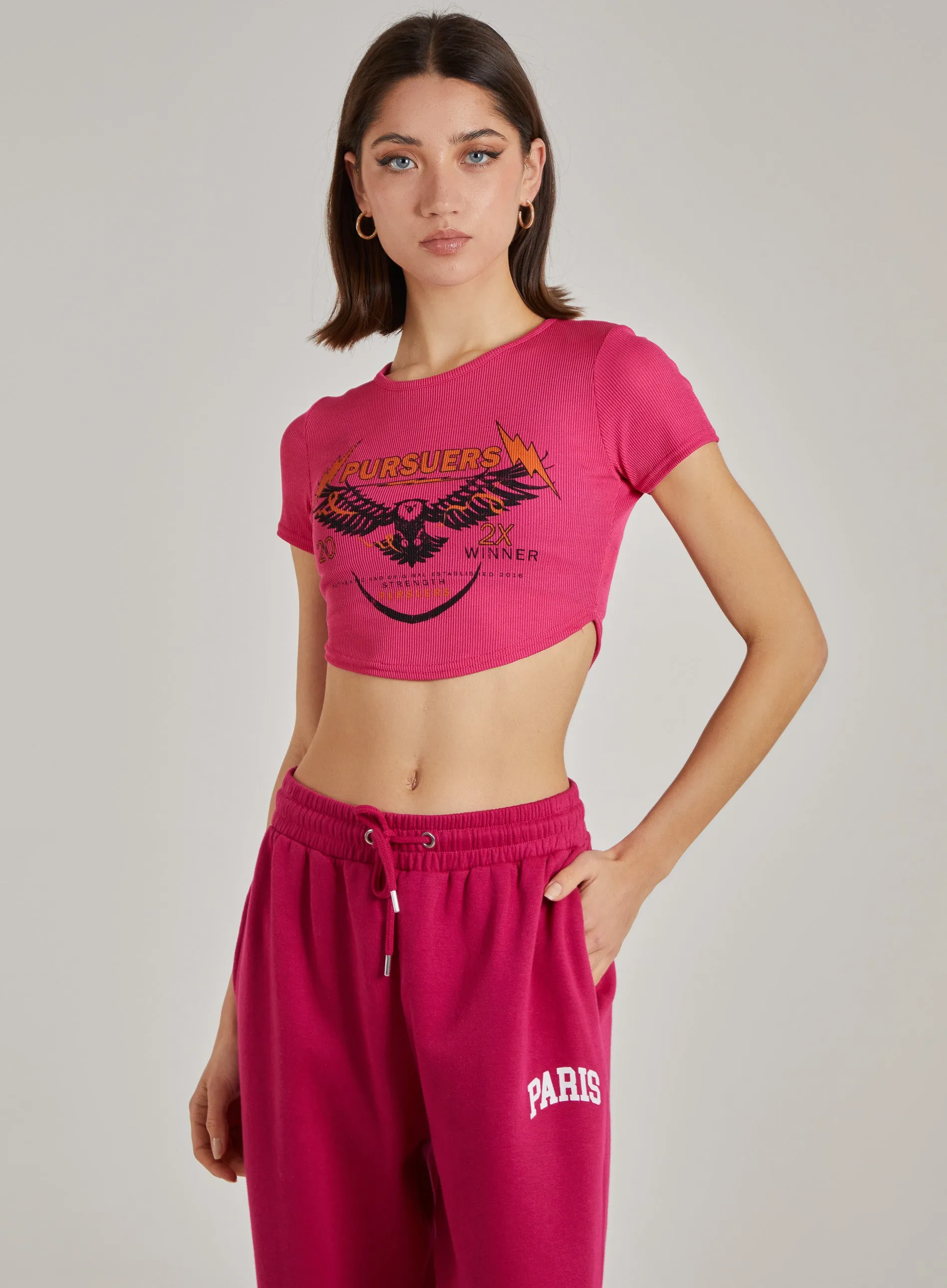 Cropped Ribbed Band Tee