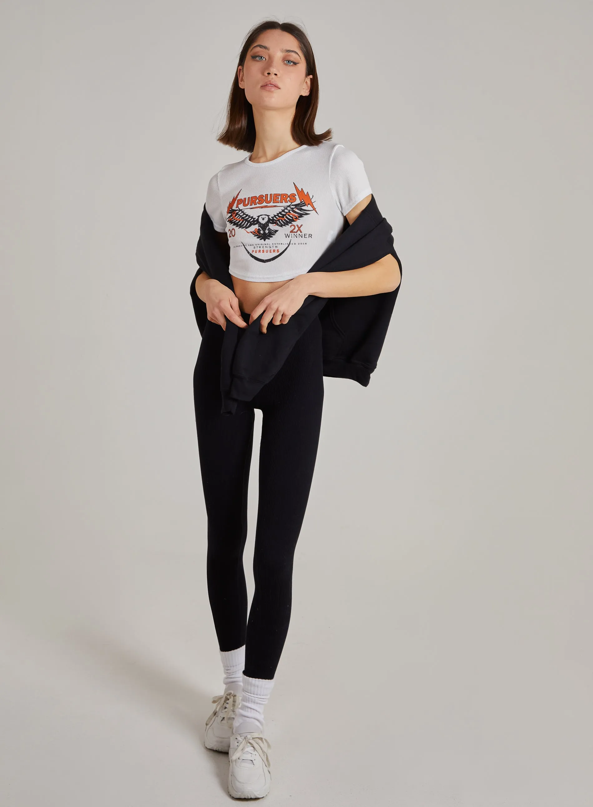 Cropped Ribbed Band Tee