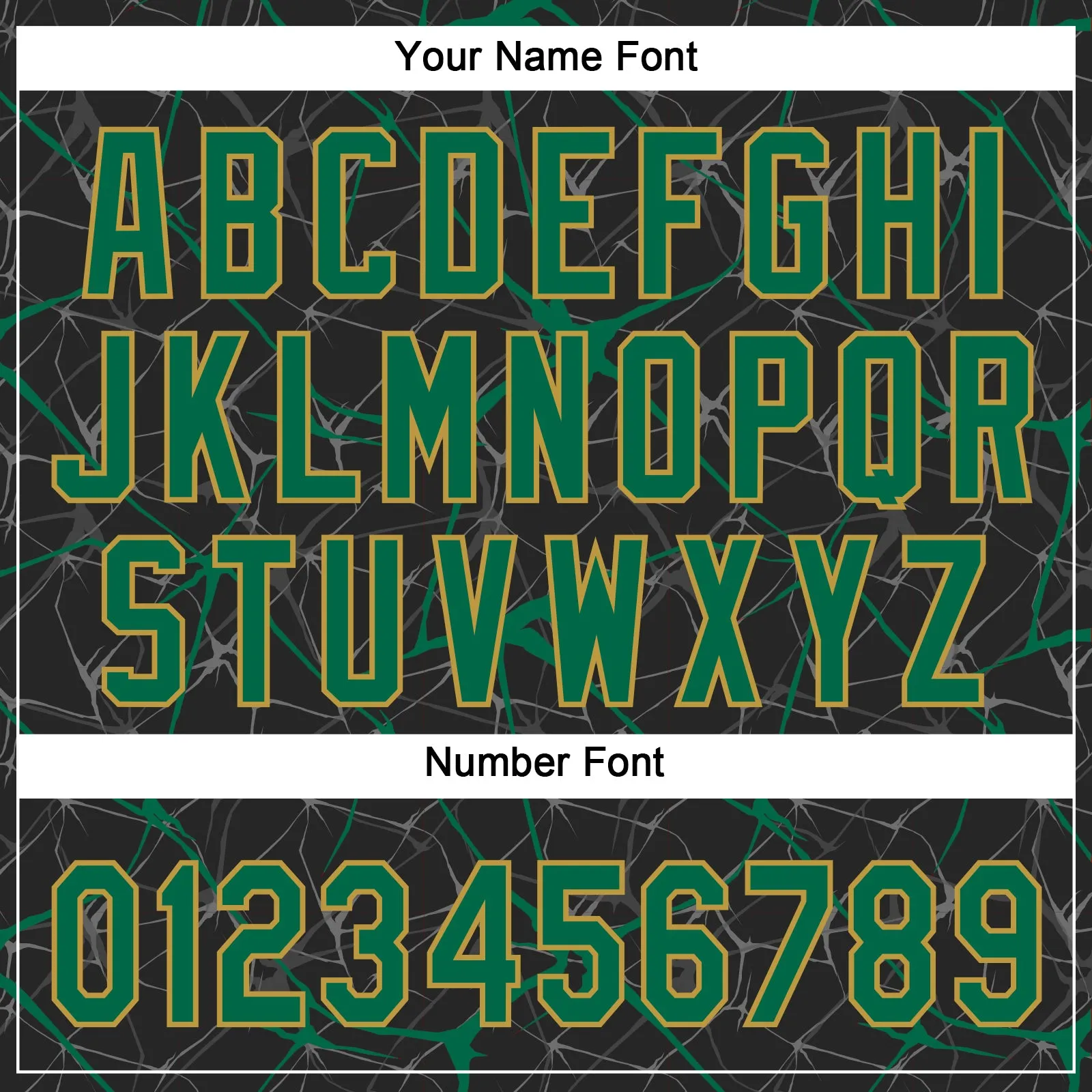 Custom Black Kelly Green-Old Gold 3D Pattern Abstract Network Two-Button Unisex Softball Jersey