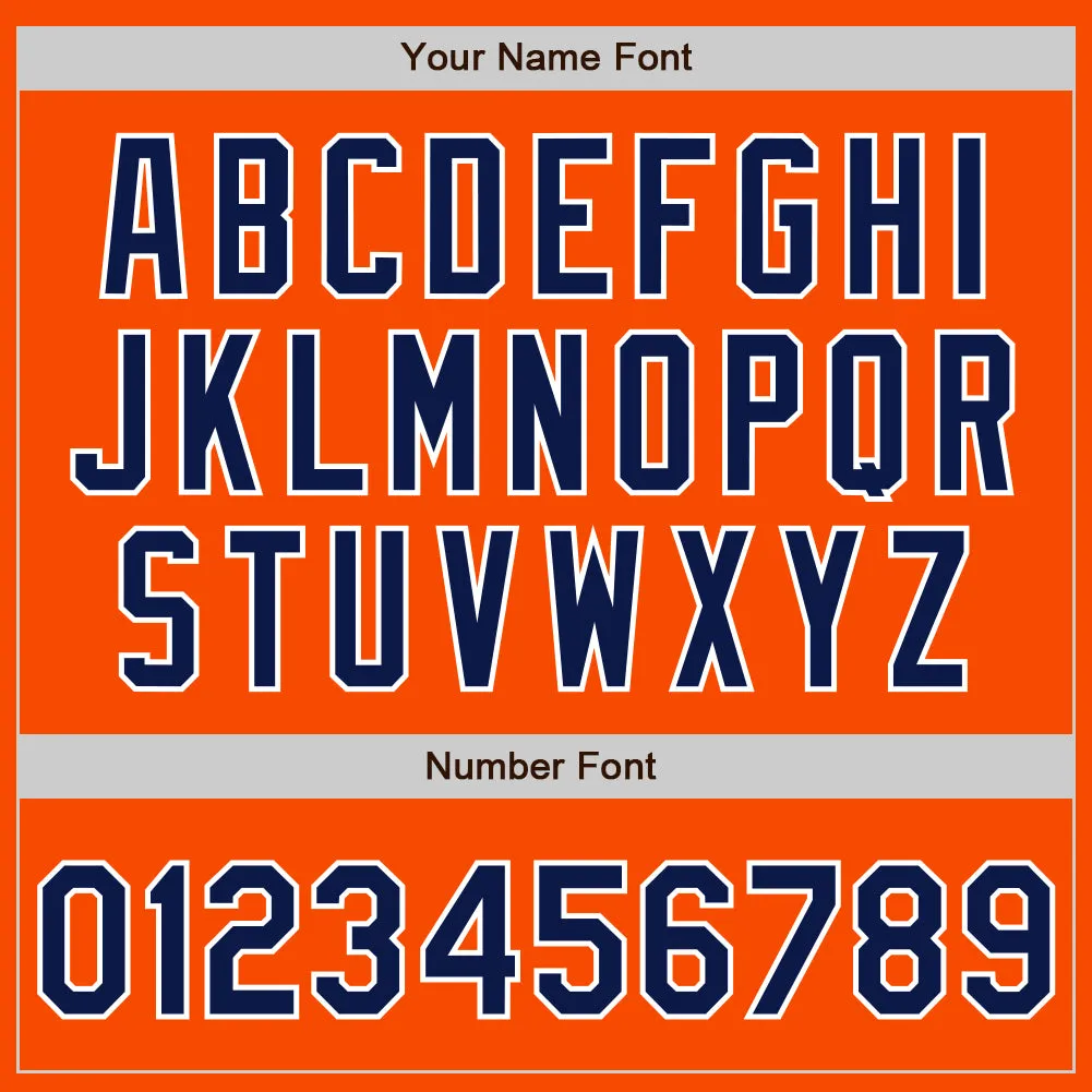 Custom Orange Navy-White Two-Button Unisex Softball Jersey