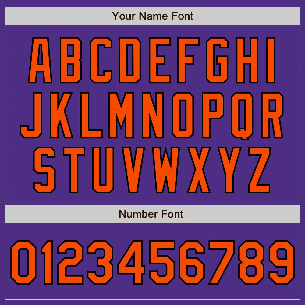 Custom Purple Black Pinstripe Orange Two-Button Unisex Softball Jersey
