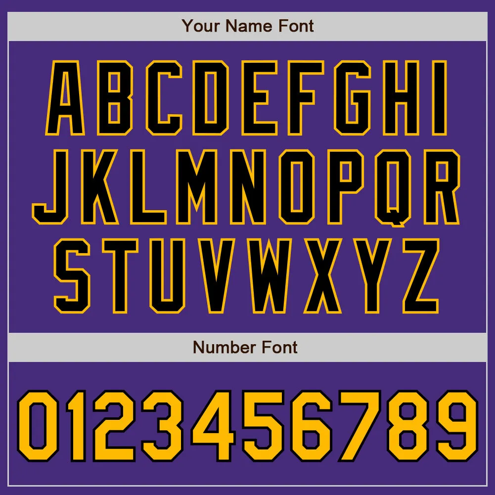 Custom Purple Gold-Black Authentic Two Tone Baseball Jersey