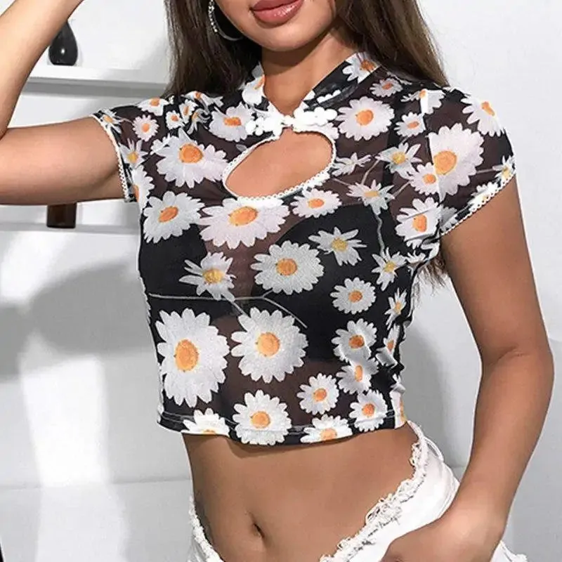Daisy Mesh Crop Top