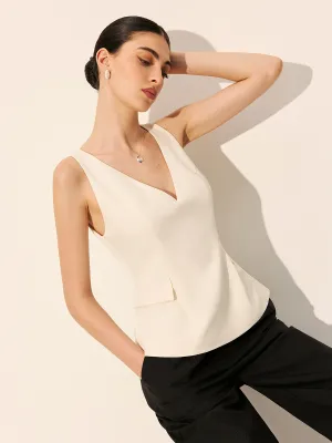 Decor Pockets V-Neck Sleeveless Top