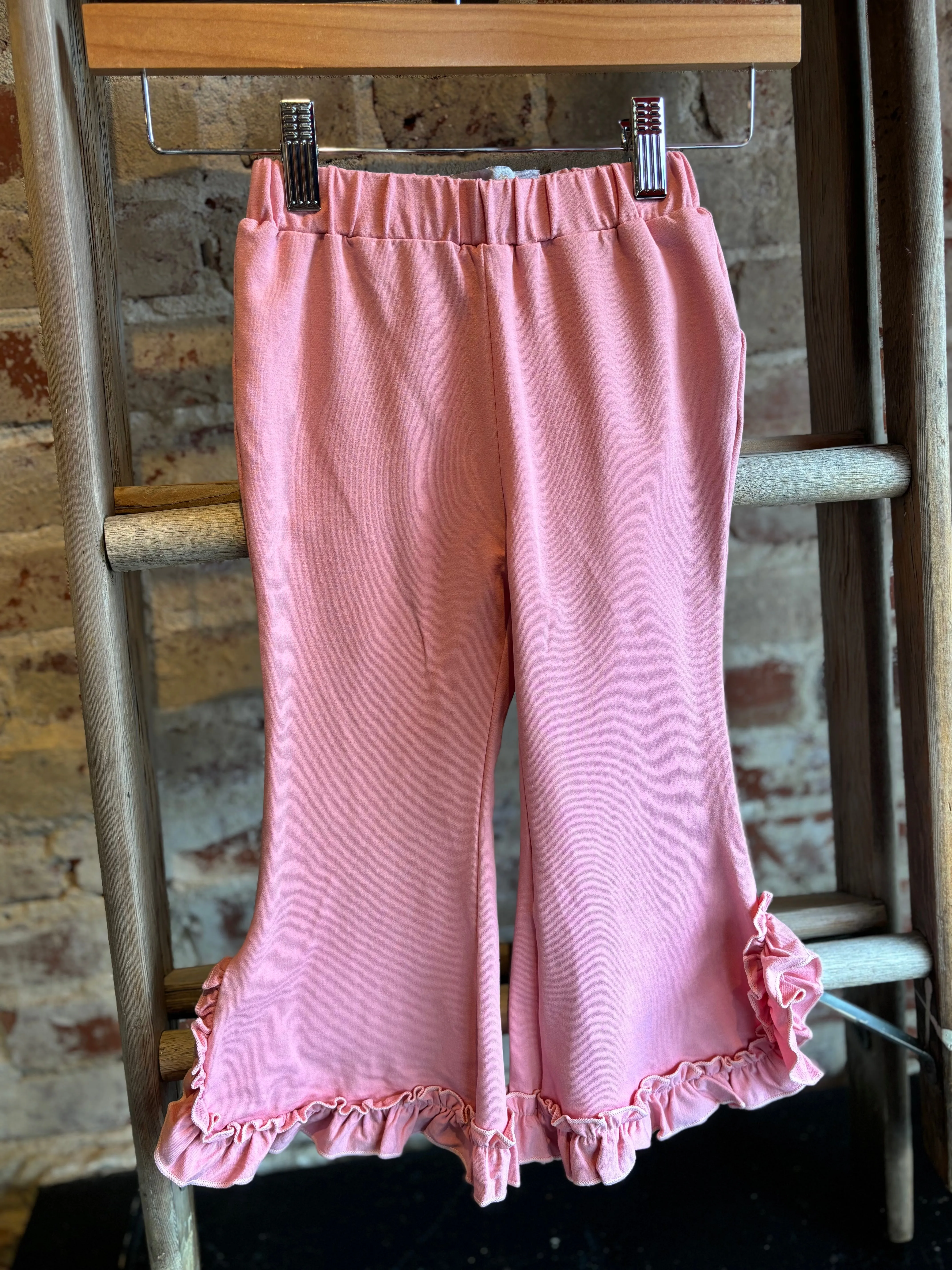 Dusty Pink Hooded Ruffle Lounge Set- Kids