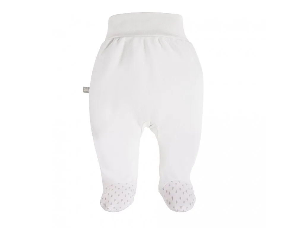 Early Baby Footed Trousers, Embroidered Chick On The Rear - White