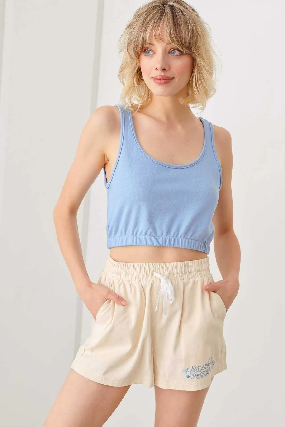 Elastic Waist Crop Top