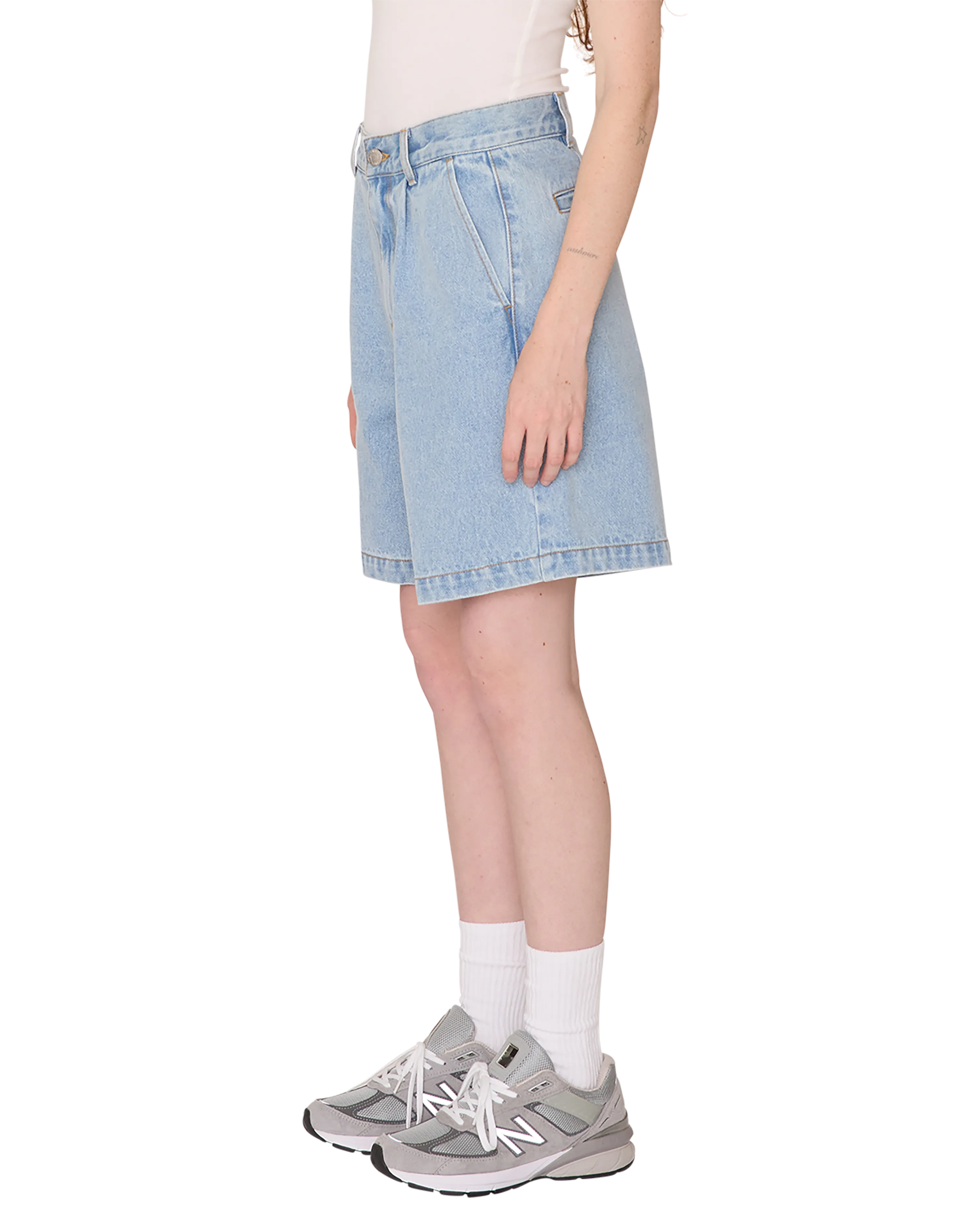 ELI II DENIM PLEATED SHORT
