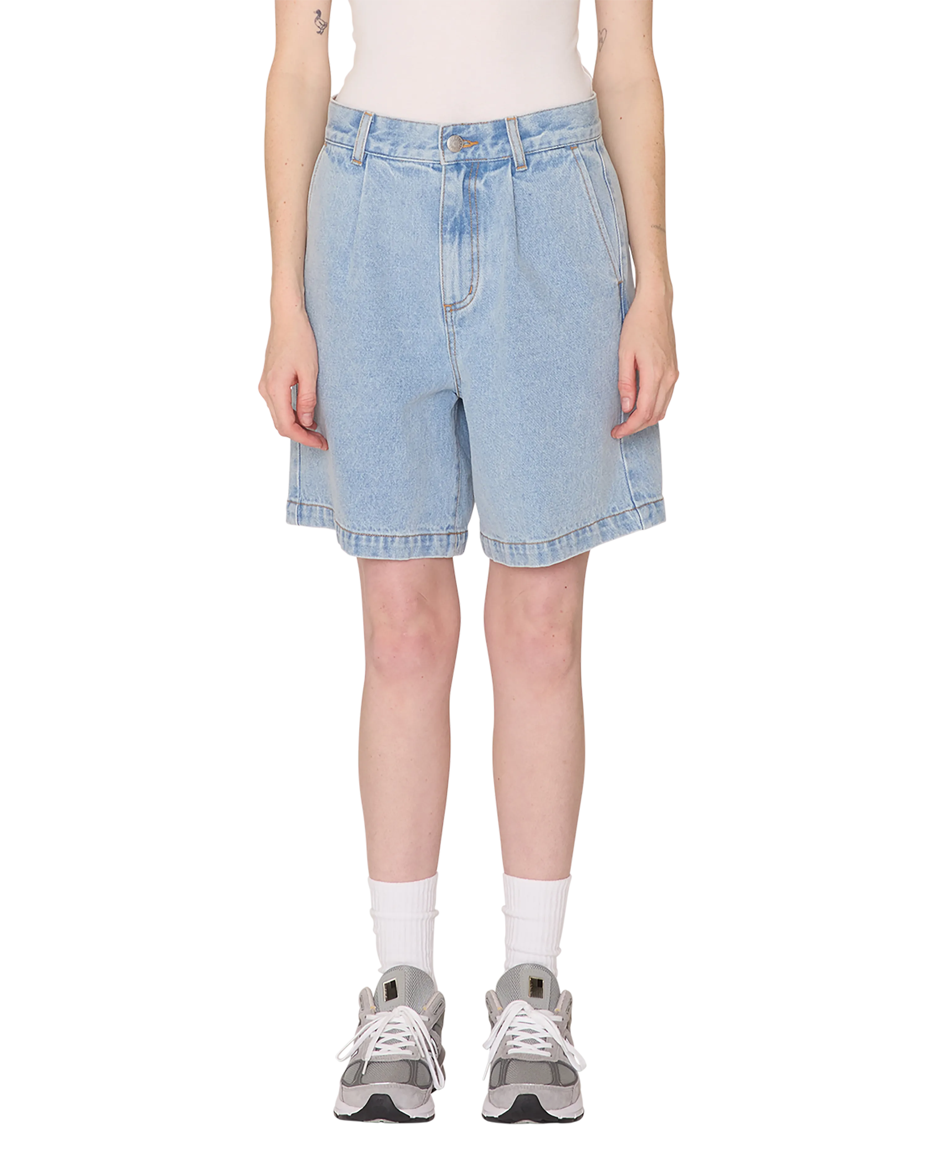 ELI II DENIM PLEATED SHORT
