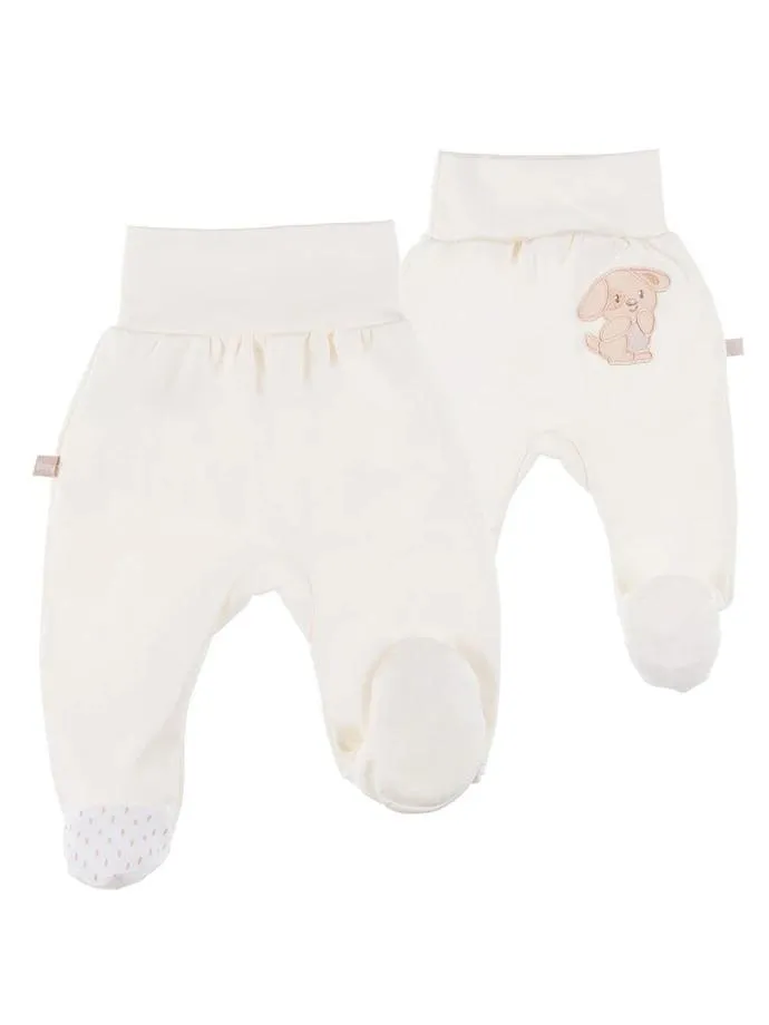 Embroidered Puppy Trousers & Top Set - Cream