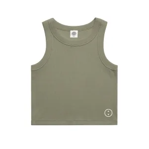 Essentials WMNS Embroidered Crop Rib Tank - Eucalyptus