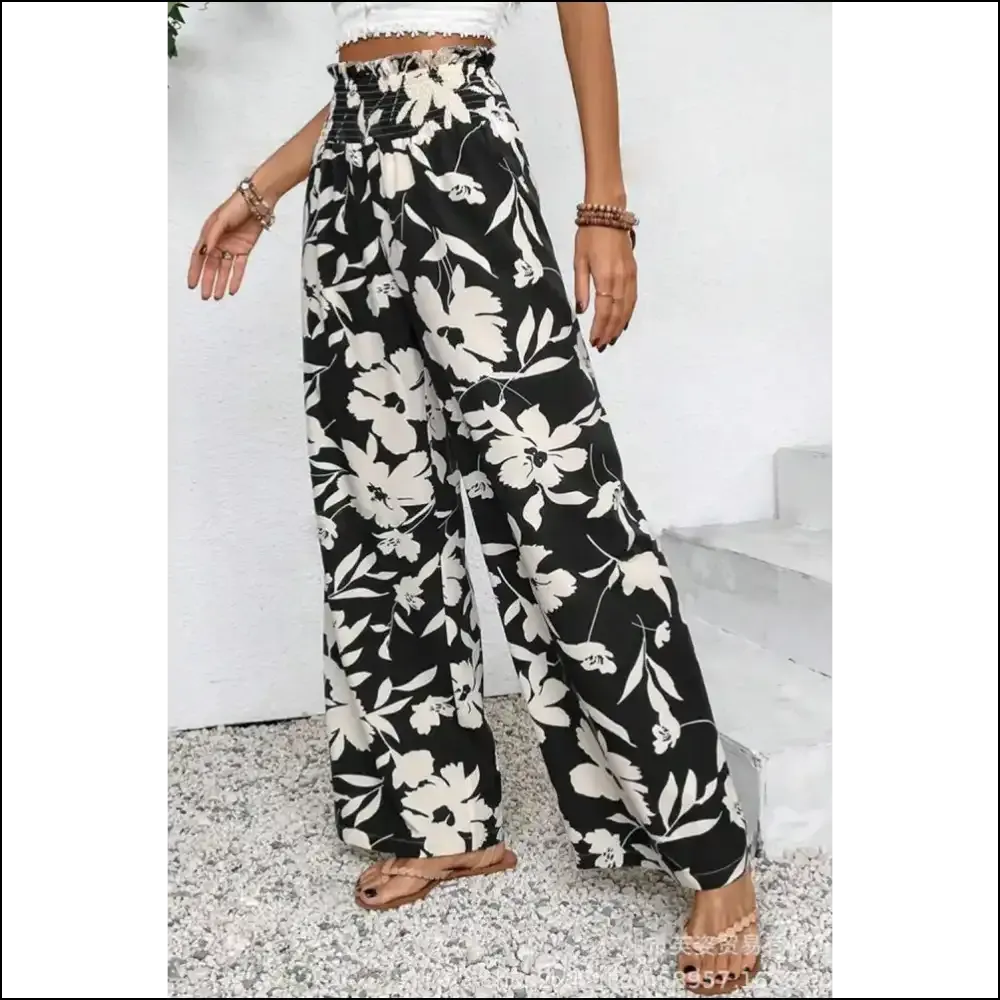 Floral Pants: so Comfy, You'll  Forget You're Wearing Clothes. Smocked Frill Waist Magic!