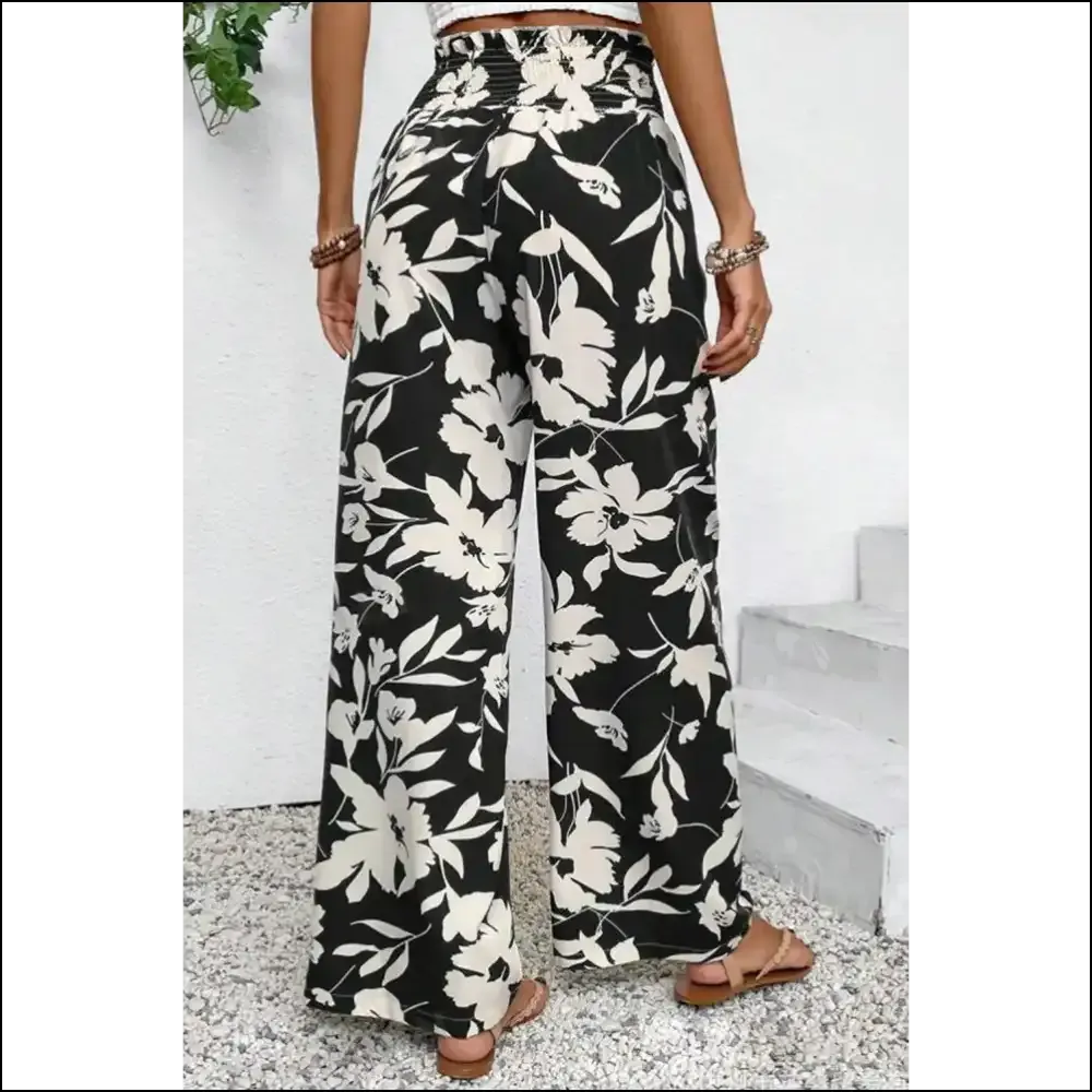 Floral Pants: so Comfy, You'll  Forget You're Wearing Clothes. Smocked Frill Waist Magic!
