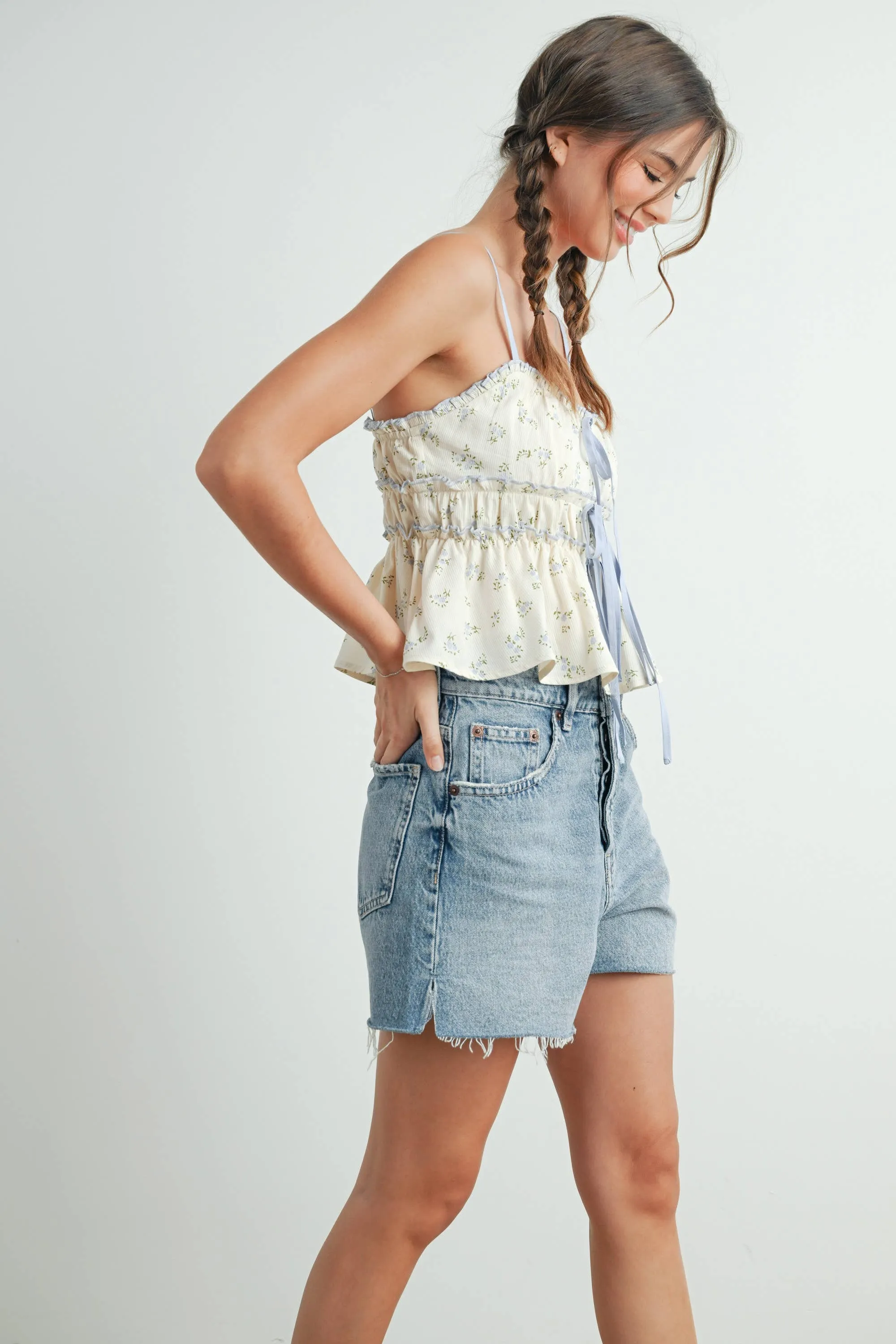 FLORAL RUFFLE TOP