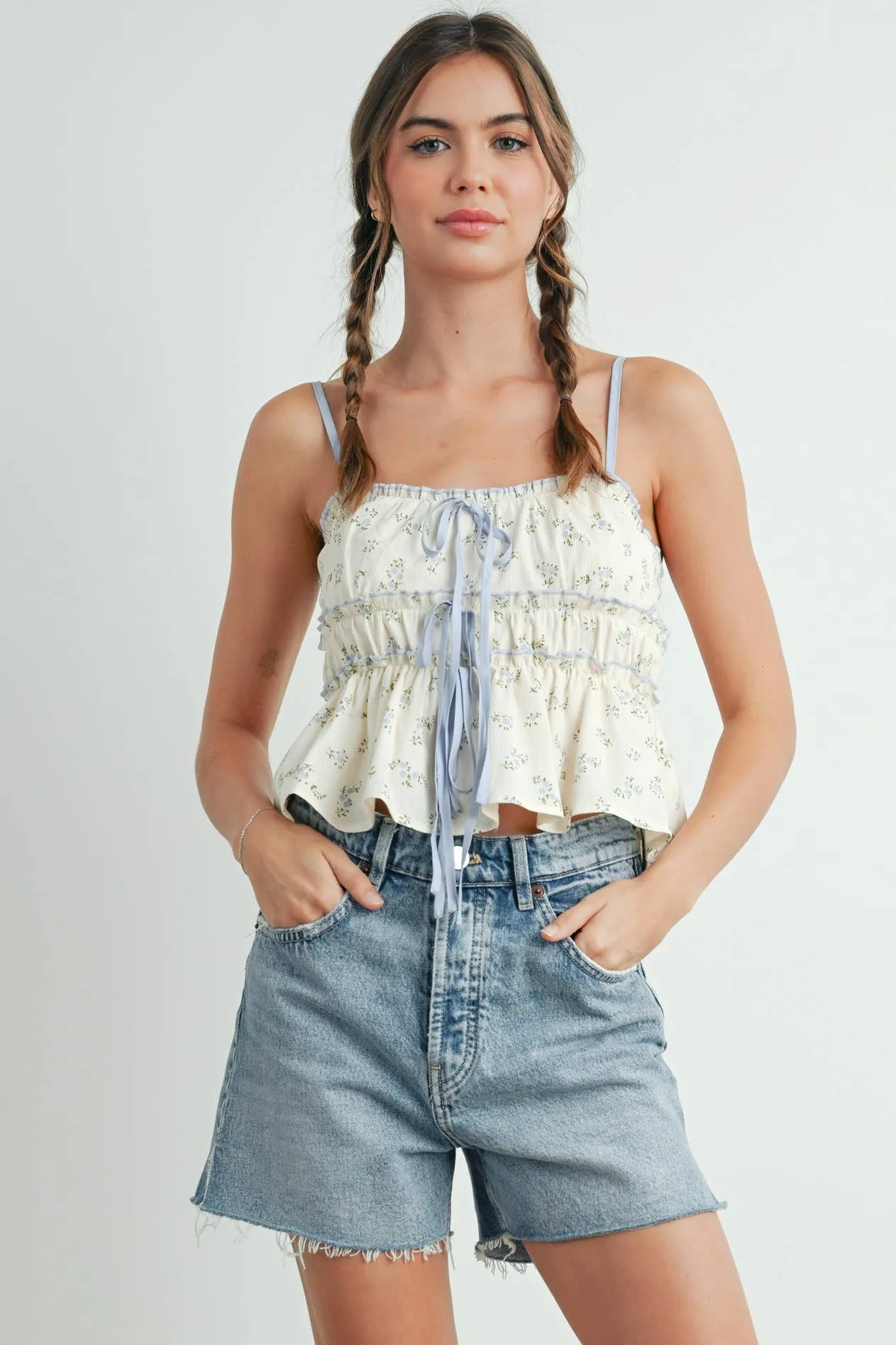 FLORAL RUFFLE TOP