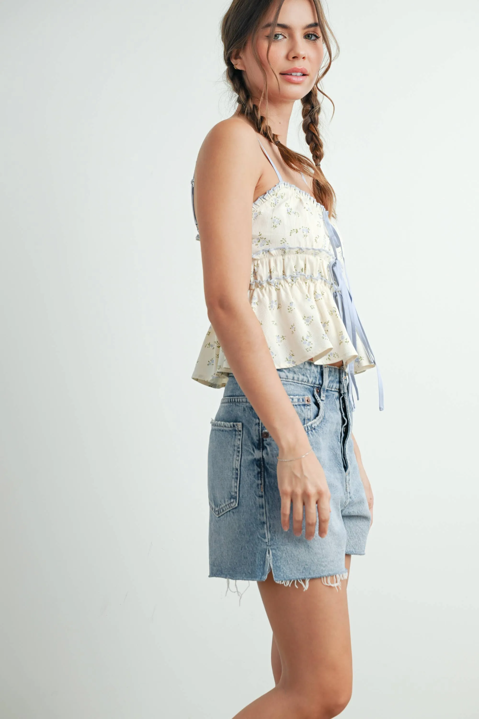 FLORAL RUFFLE TOP