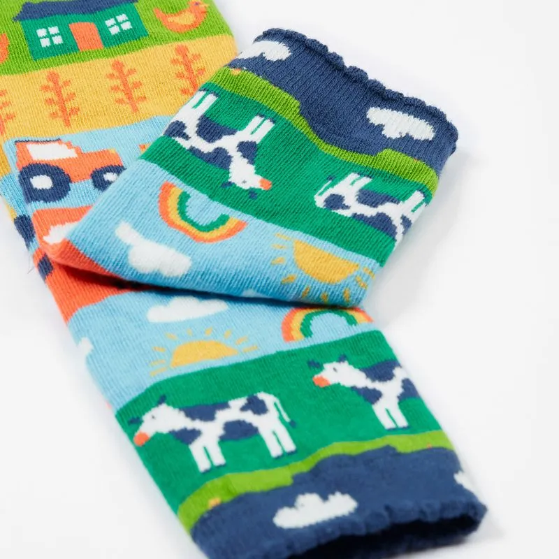 Frugi Little Knitted Leggings - Farm Fair Isle/Tractor