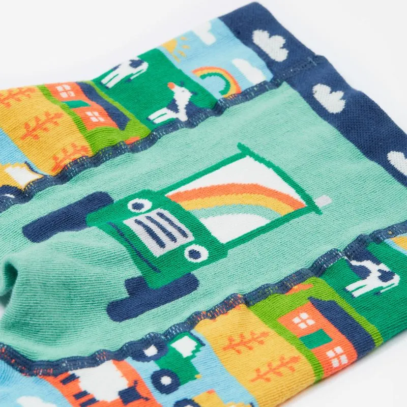 Frugi Little Knitted Leggings - Farm Fair Isle/Tractor