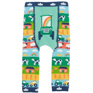 Frugi Little Knitted Leggings - Farm Fair Isle/Tractor
