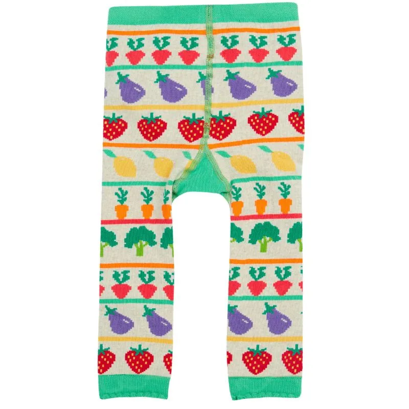 Frugi Little Knitted Leggings - Veg Fair Isle/Veg Pals