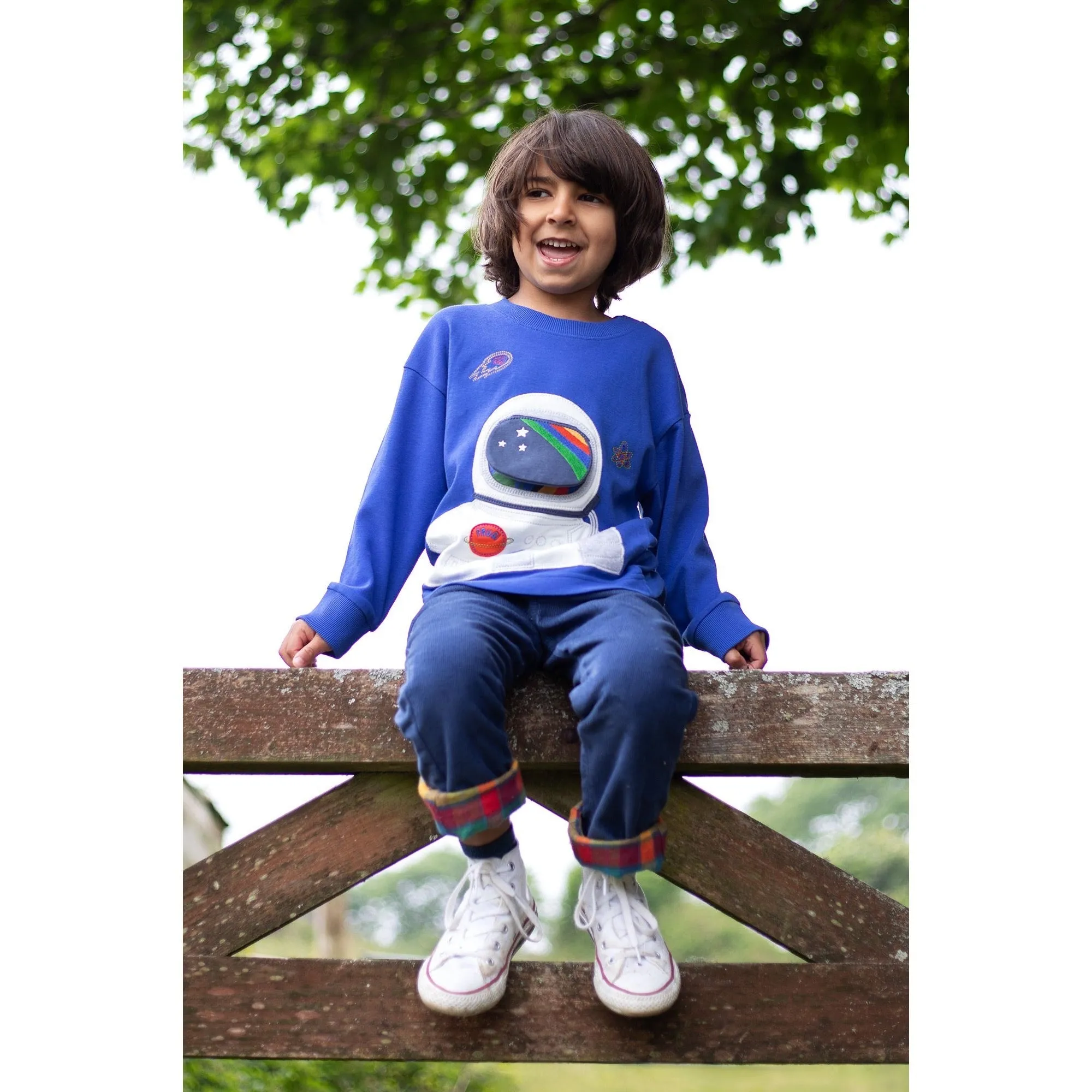 Frugi Owen Interactive Top Blue Astronaut