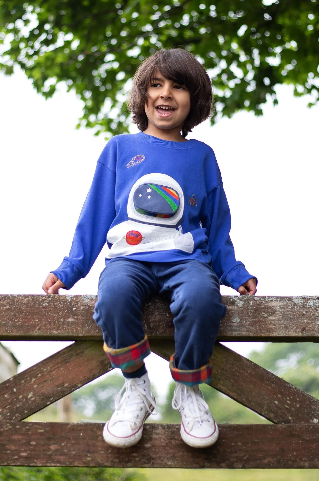 Frugi Owen Interactive Top Blue Astronaut