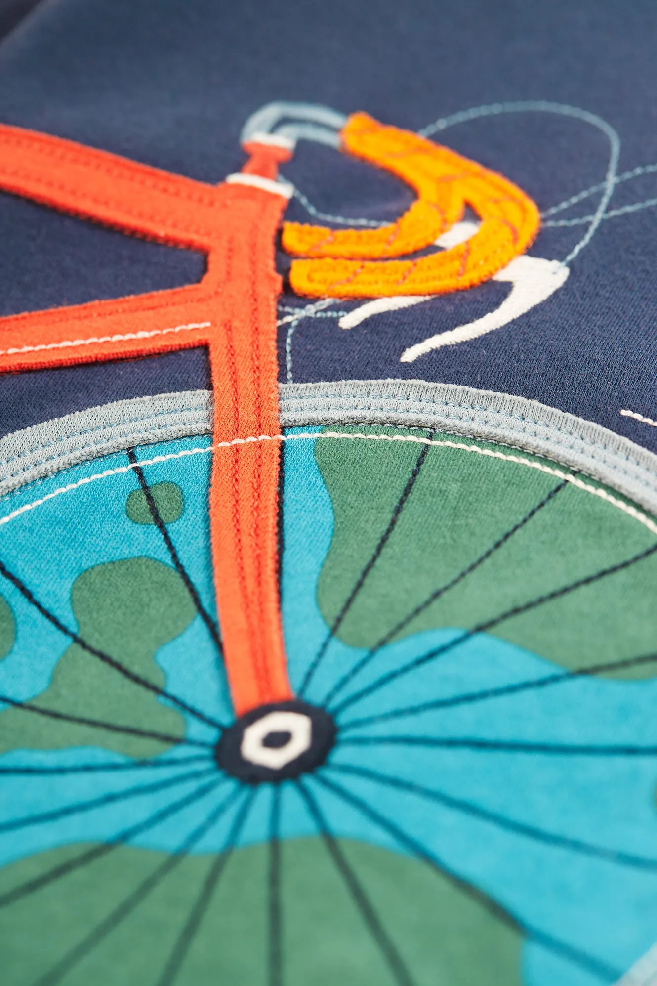 Frugi Quest Indigo Bike Applique Top- Organic Cotton-Children's Clothing (4-5/5-6)