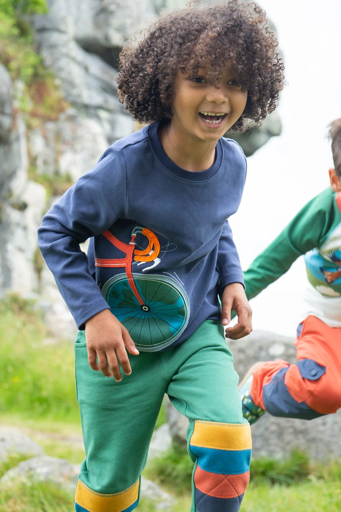 Frugi Quest Indigo Bike Applique Top- Organic Cotton-Children's Clothing (4-5/5-6)