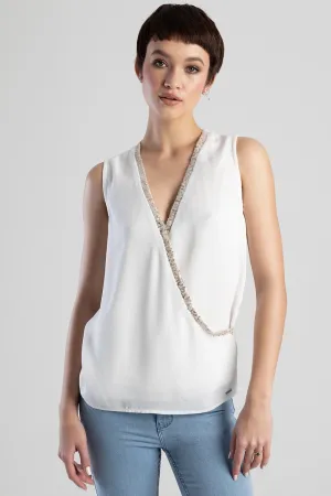 Georgette Sleeveless Top - Off White
