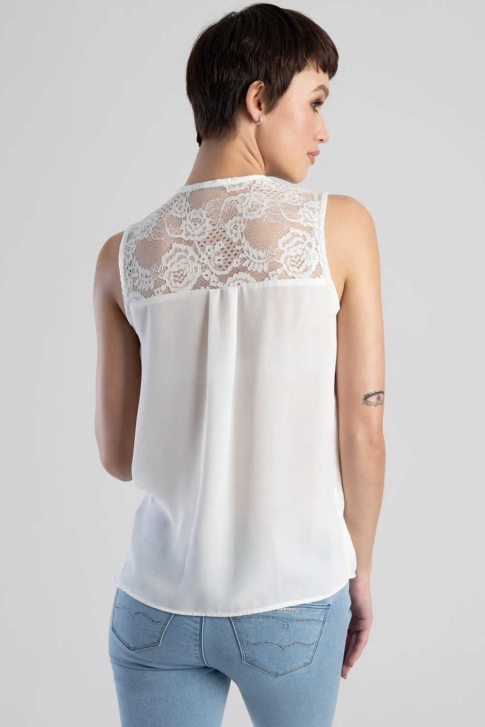 Georgette Sleeveless Top - Off White