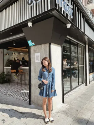 Girls Long Sleeve Denim Shirtdress