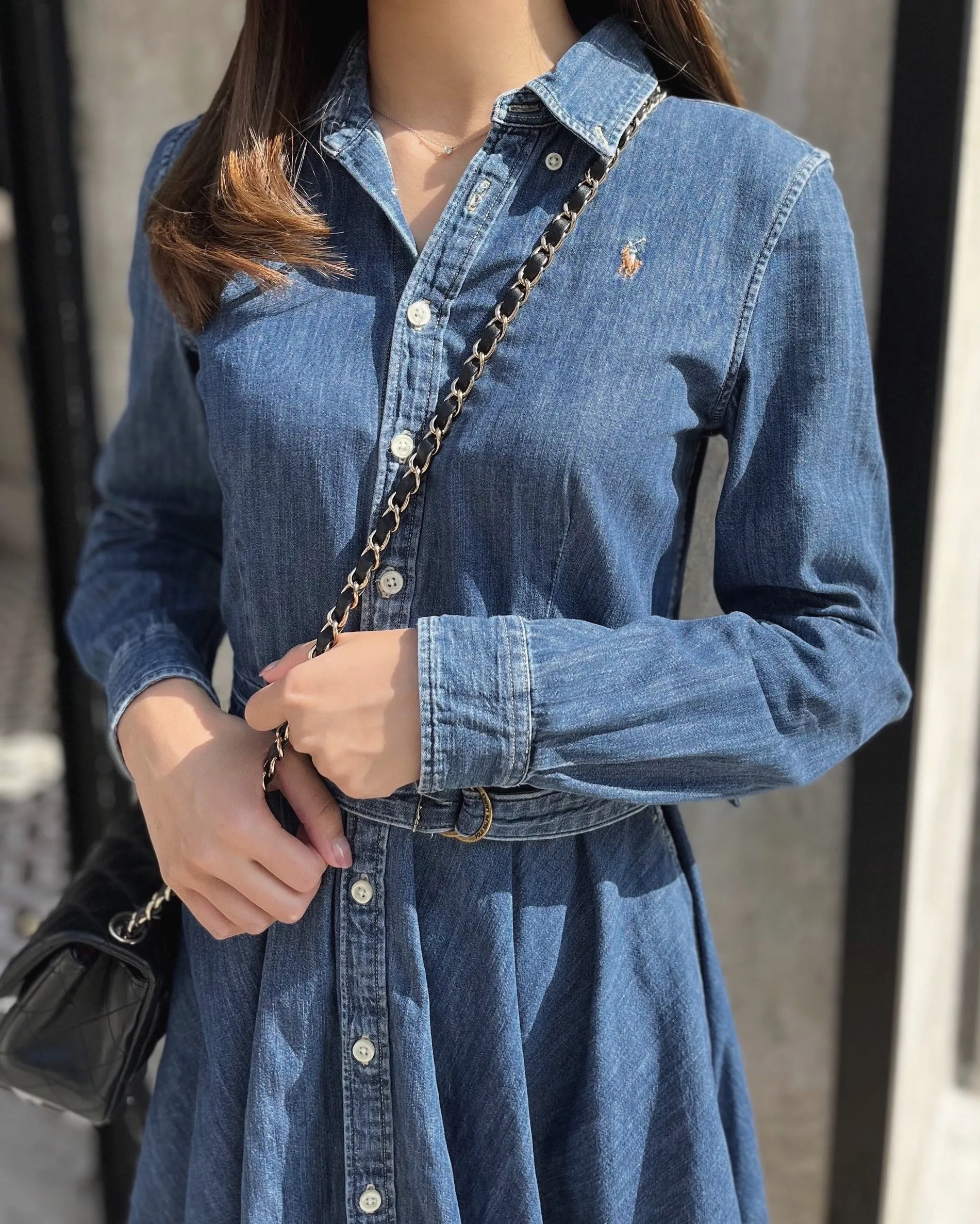 Girls Long Sleeve Denim Shirtdress