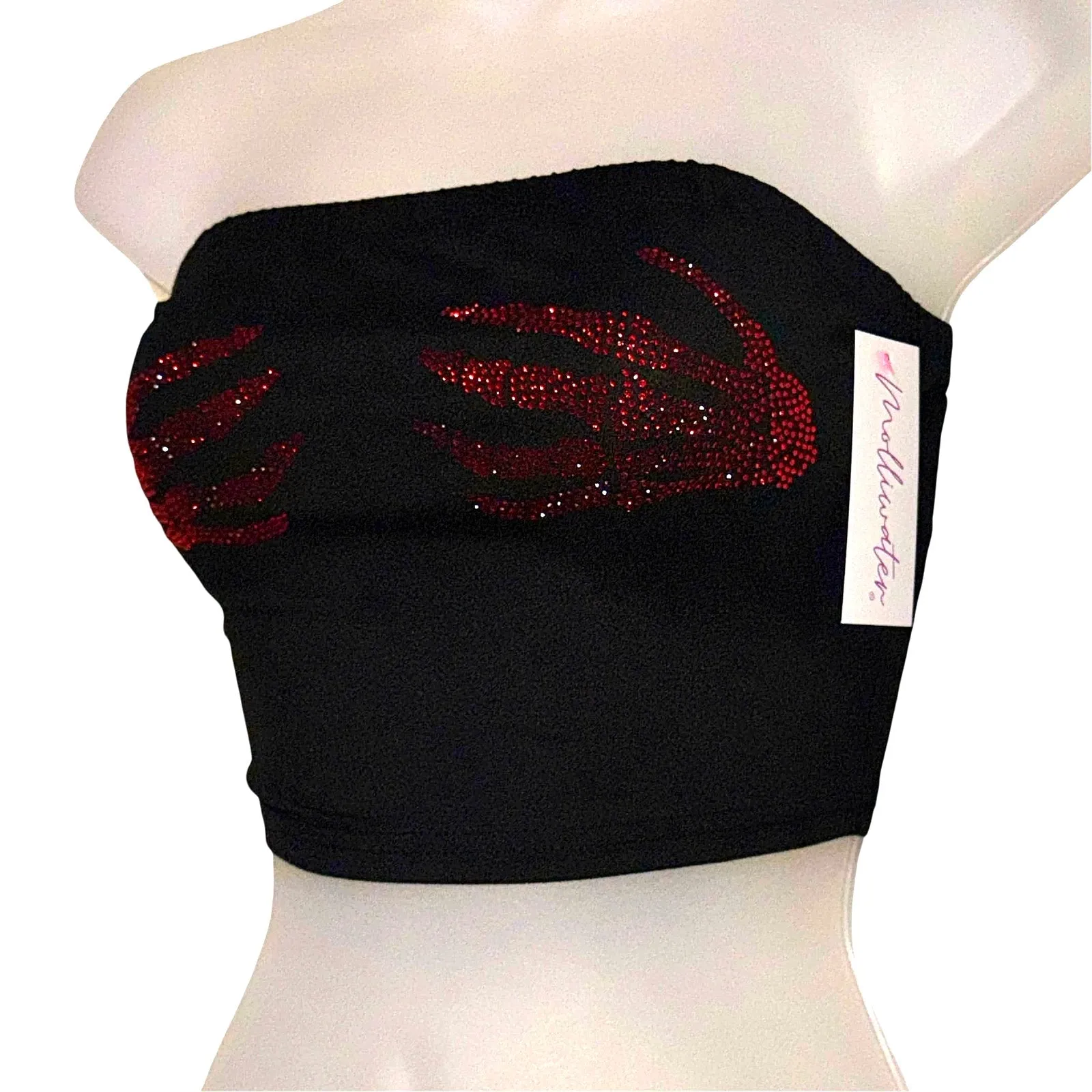 Glimmer Bones Strapless Crop Top - Red