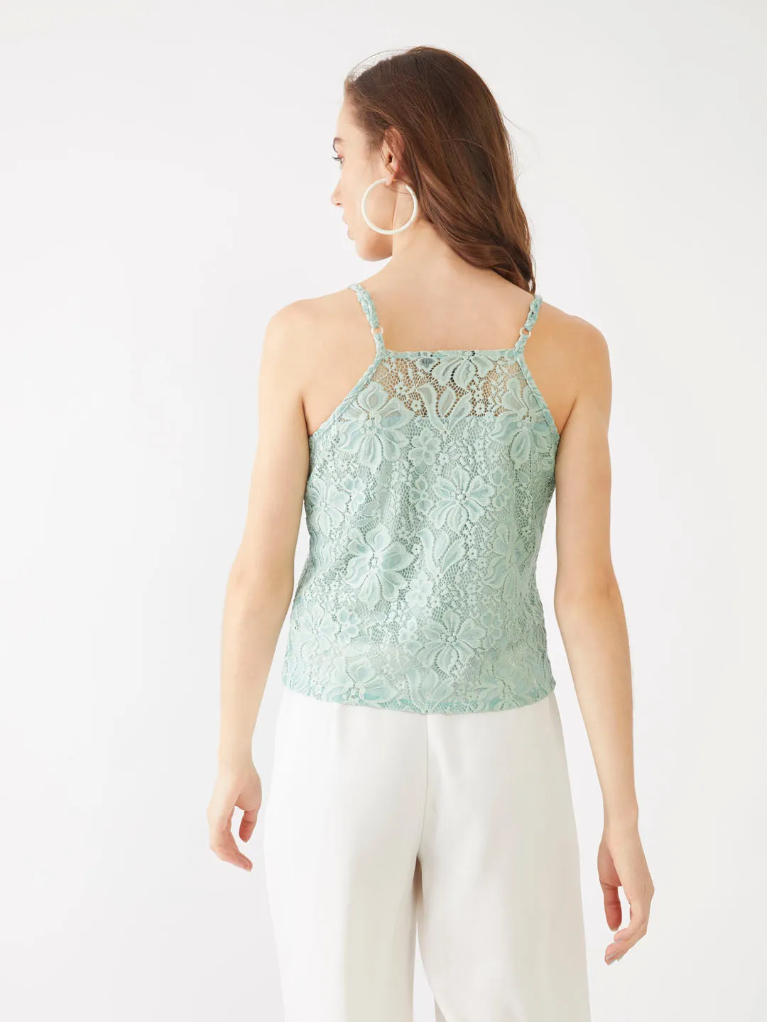 Green Lace Strappy Top
